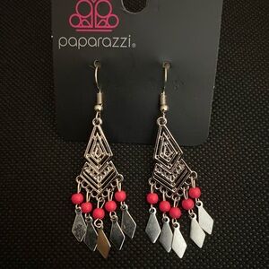 Paparazzi Silver and pink Dangle Earrings